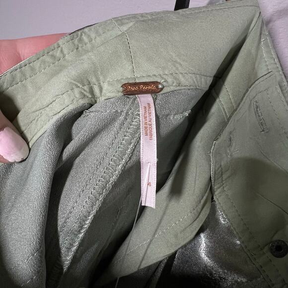 Free people light green satin cropped pant size 2 4 - Picture 5 of 12